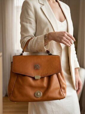 Authentic Pratesi Firenze leather handbag, handcrafted in Florence, Italy
